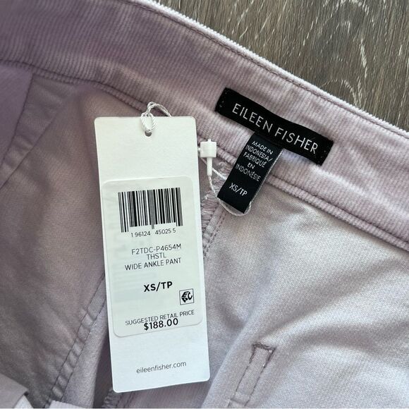 Nwt Eileen fisher organic cotton corduroy wide ankle pants lavender size XS - Picture 6 of 7